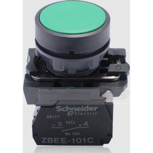 XB5AA31C XB5AA31 = ZB5AA3C + ZB5AZ101C Push button, plastic, flush, green, Ø22, spring return, unmarked, 1 NO