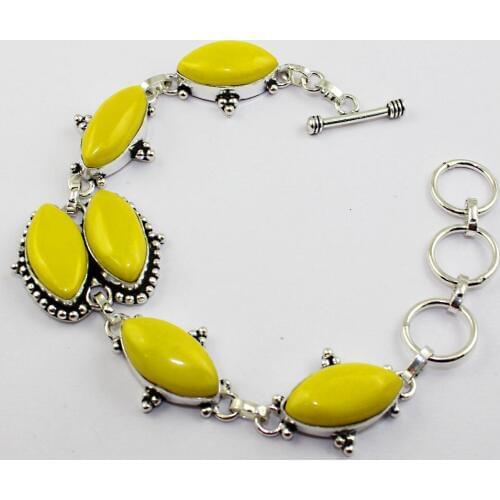 Yellow Agates Bracelet Silver Overlay over Copper ,21.5cm, B1360