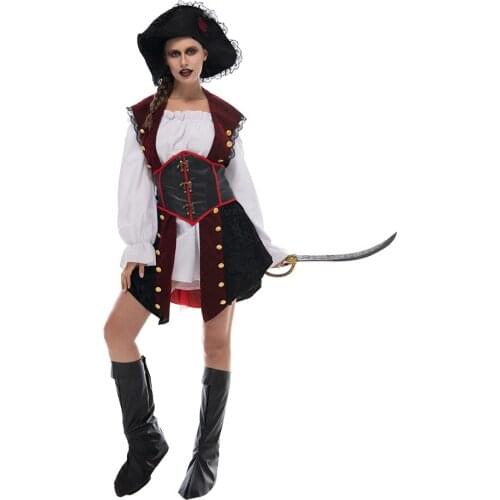 Snailify Womens Pirate Costume Halloween Deluxe Sexy Buccaneer Dress Fancy Dress For Halloween Costume Adult