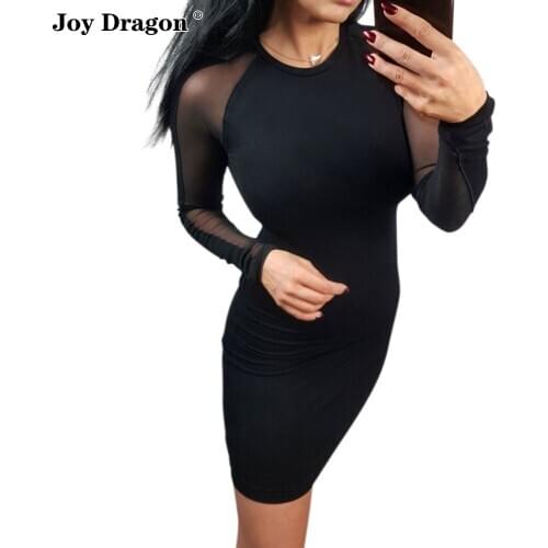 Women Party Dress Vetement Femme Vestidos Sexy Mujer Ladies Casuales Sukienka Mini Vestido Negro Long Sleeve Mesh Egirl Dresses