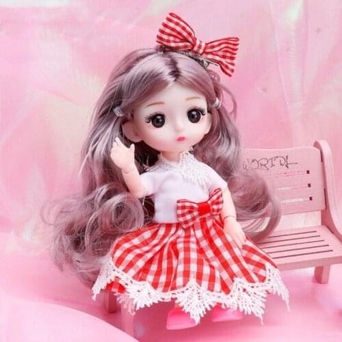 17 Cm Doll Winter Dress Set 21 Movable Joint Makeup Cute Girl Brown Eyes Doll with Fashionable New Skirt