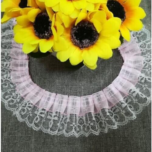 1Yards 90cm Latest High Quality Lace Fabric Pink White Tulle Lace Fabric Width 4.5cm Lace Trim Sewing Lace encajes dentelle L-22