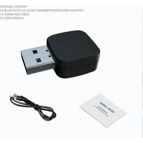 2 IN 1 Bluetooth 5.0 Mini USB Wireless Bluetooth Transmitter Receiver Adapter W/ 3.5mm Audio Cable For Car TV PC Laptop