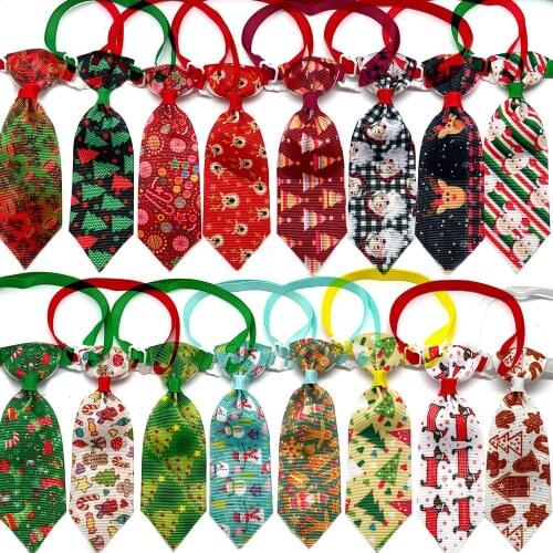 50/100pcs Handmade Christmas Dog Bow Tie Necktie Cute Christmas Snowman Deer Bowties Pet Supplies Small Dog Cat Puppy Bowties