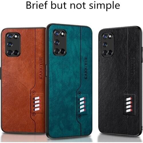 50pcs/lot PU Leather Soft Edge Back Phone Case For OPPO A52 A92 A92S K5 X50 Reno 3 Pro Ace 2 Find X2 Pro R17 Cover Coque