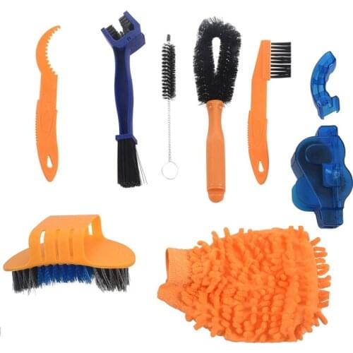 8Pcs/Set Bicycle Professional Maintenance Cleaning Kits Cycling Tire Brush Bicycle Chain Wash Brake Disc Cleaner Wheel Rim Clean