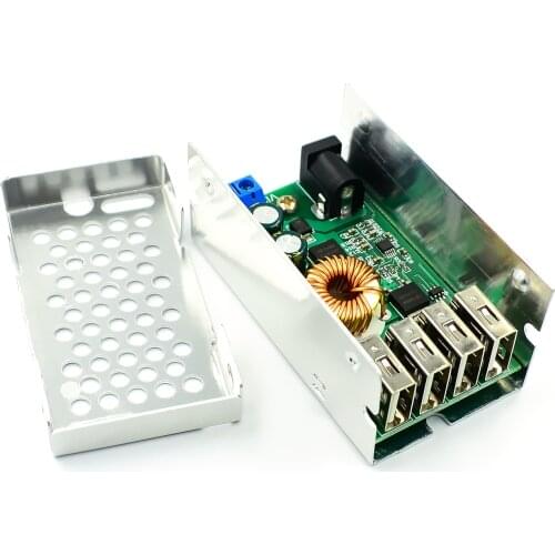 DC-DC 9V 12V 24V 36V To 5V Step Down Board 5A 4 USB Output Buck Converter Power Supply Module with Aluminum Shell For Phones