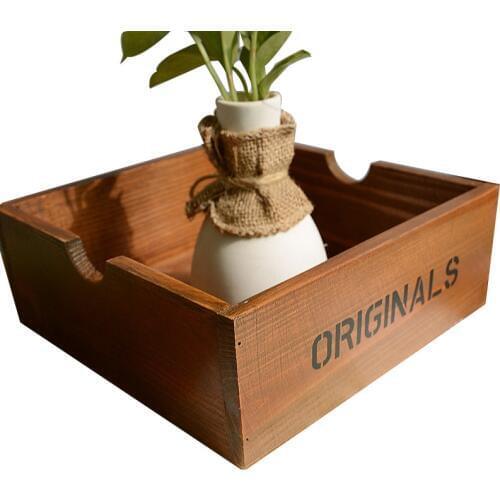 Retro Wood Household Decor Storage Box Made of Solid Wood To Decorate Your Home Small Pots Vase