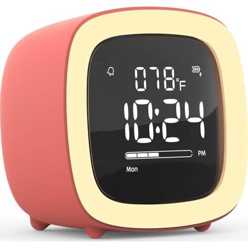 Kids Alarm Clock Cute-TV Night Light Alarm Clock for Children Bedroom Clock Rechargeable Battery Operated