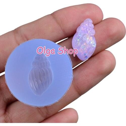 DYL737 20.6mm x 11.6mm Conch Sea Snail Silicone Mold Fondant Cake Decoration Candy Chocolate Making Resin Clay Art Earrings DIY