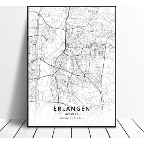 Erlangen Wuppertal Regensburg Kleve Cologne Bremen Germany Canvas Art Map Poster
