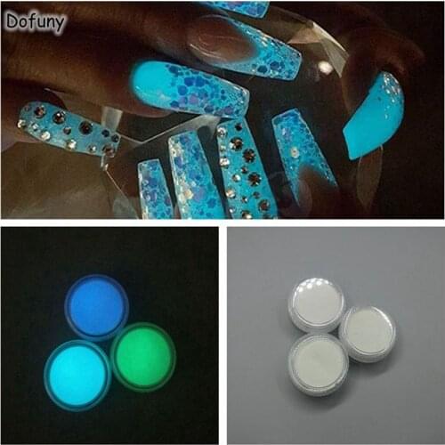 3 colors Phosphor Powder Nail Glitter Powder Dust Luminous Pigment Nail Glitters Glow in the Dark Decoration Powder