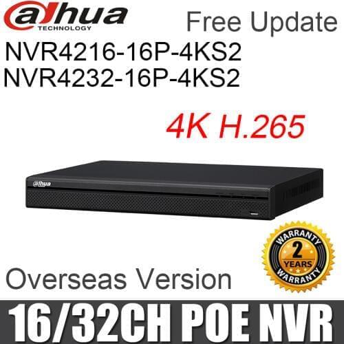 Dahua 8mp 4K h.265 16ch 32ch NVR NVR4216-16P-4KS2 NVR4232-16P-4KS2 replace NVR4216-8P-4K NVR4232-8P-4K 16 poe ports recorder