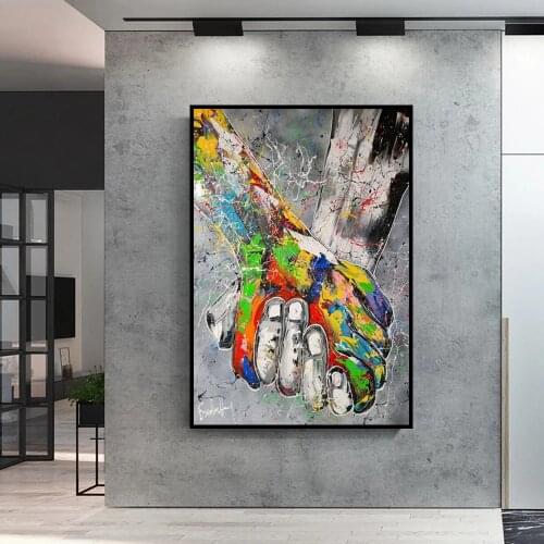 Hand In Hand Graffiti Poster Canvas Painting HD Color Printing Cuadros Wall Art Decoration Mural Modern Home Room Decor No Fram
