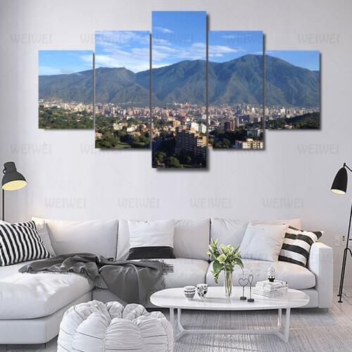 5 Pieces Avila Caracas Mountain Canvas Print Painting Wall Art Poster Modern Home Decoration Living Room Pictures