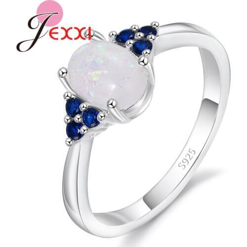 High-End Women Bridal Wedding Elegance 925 Sterling Silver Rings Accessories Paved Oval White Crystals Stones Bague Bijoux