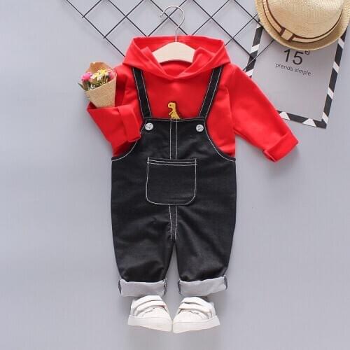 1-4 Y Baby Boys Girls Suits Spring Autumn Baby Long Sleeve Hoodies+Jeans 2pcs Set Clothing Sets Outfit Suit Costume Fashion Red