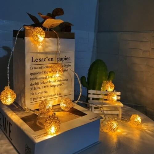 Creative LED Metal Ball Light Strings for Holiday Party Room Decoration