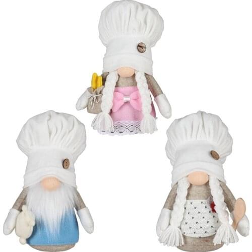 1pcs Christmas Chef Faceless Doll Stuffed Toy White Hat Doll Xmas Decoration Gift
