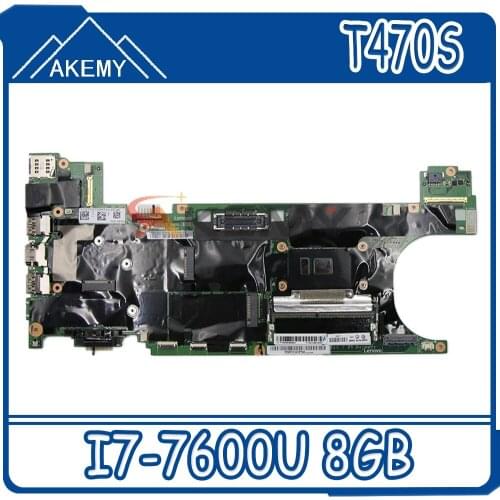 Laptop motherboard For LENOVO Thinkpad T470S I7-7600U 8GB SR33Z Mainboard 01ER068 NM-B081 Full tested