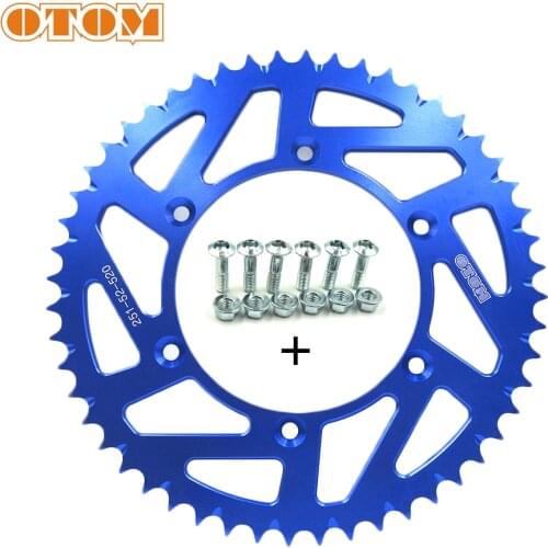 OTOM New Motorcycle Rear Chain Sprocket 52T Aluminum Drive Disc Motocross Round Gear For YAMAHA YZ125 YZ250X YZ450F WR250F WR450