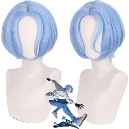 35cm Anime SK8 the Infinity Langa Hasegawa Wig Cosplay Wigs Playing Light Blue Hair Hair Halloween 1:1 Wigs Cap