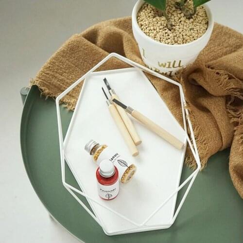 Jewelry Tray, Geometric Jewelry Storage, Great for Displaying Jewelry, Makeup, Vanity, Linen Base Protects Your Accessories