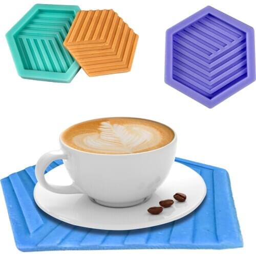 Mug Coaster Mold DIY Hexagonal Shape Silicone Mold Ice Cubes Baking Tools For Resin Concrete Cement Home Decoration