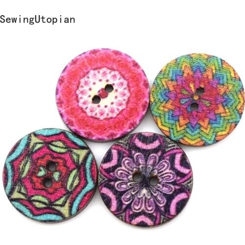 50PCS 2 Holes 15/20/25mm Wooden Buttons Craft for Scrapbooking Needlework Decor Wood Button DIY Clothes Sewing Accessories