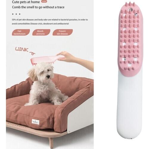 Pet Ozone Massage Hair Comb Dogs Grooming Hair Remover Deodorization Brush Pink