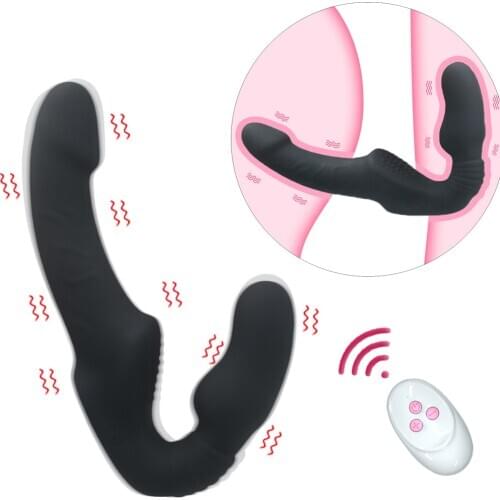 Realistic Dildo Vibrator Massager Strapless Strap on Lesbian Double Head G-Spot Stimulate Clitoris Sex Toy for Couple Dual Motor