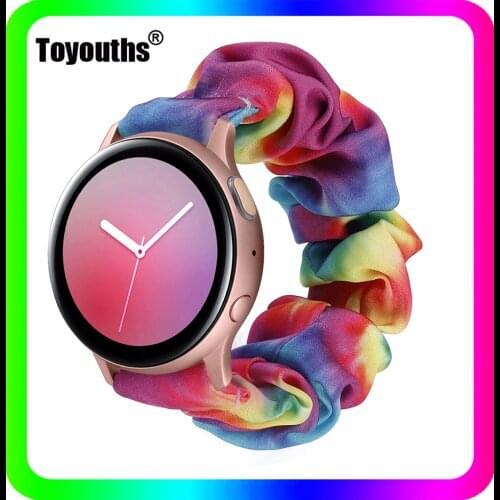 Toyouths Tie Dye Band Elastic Strap for Samsung Galaxy Watch 3 41mm Women Fabric Scrunchies Watch Band for Samsung Active 2 40mm
