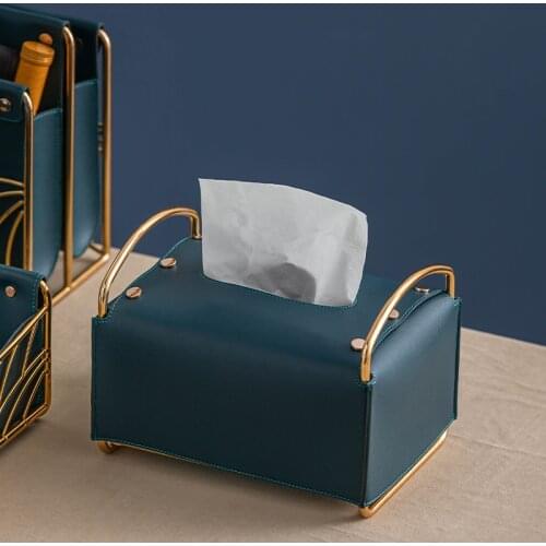Nordic Leather Tissue Boxes Luxury Ornaments Sample Creative Car Paper Storage Tissue Boxes Room Organiser Box Home Decor DG50TB