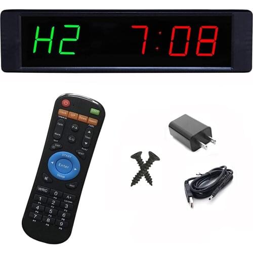 Interval Timer Count Down/Up Clock, 1" Digits LED Gym Timer Stopwatch with Remote for Home Gym Fitness Workouts Garage