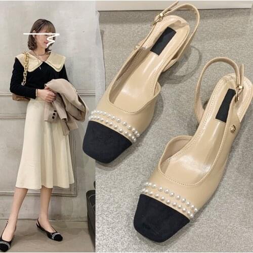 Womens shoes fashion all-match single shoes leather shallow mouth thick heel high heels female cat with flat sandals female