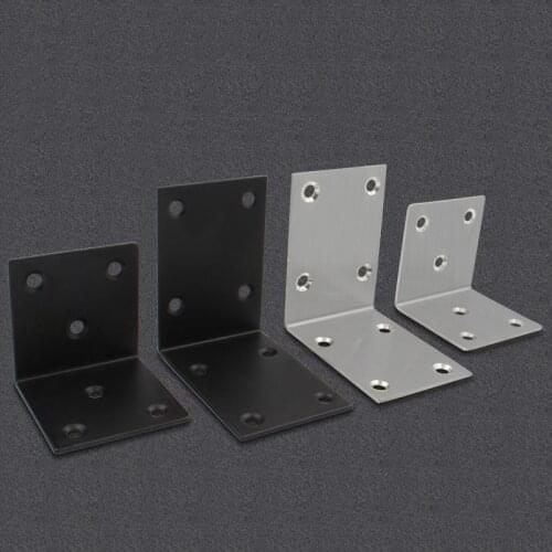4PCS Stainless Steel L Shaped Angle Corner Brackets Fasteners Protector Black Metal Corner Stand Supporting Furniture Hardware