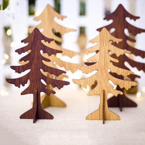 2pcs/set Christmas Tree Decoration 1 Pair of Wood Tree Decor Standing Ornaments for Home Xmas Party Decor Supplies