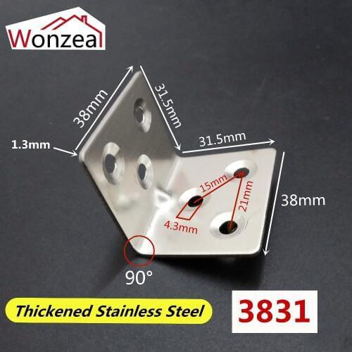 6 holes Thickened Stainless Steel Angle Corner Right Angle Bracket Metal Furniture Fittings 90 Degree Frame Board Support