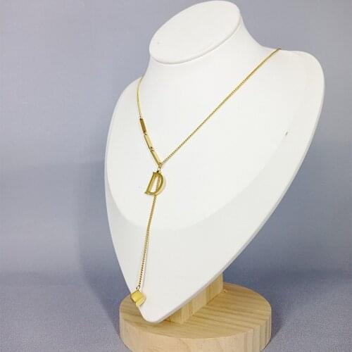Vintage Letter Titanium Steel Necklace For Women Gold Concise Geometric Initial Pendant Necklace Female Jewelry 2021 New