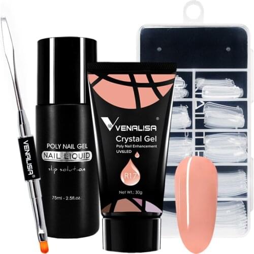 Venalisa Poly Nail Gel Nail Art French Nail Constraction Builder Jelly Brush Acrylic Clearnser Plus Remover Slip solution