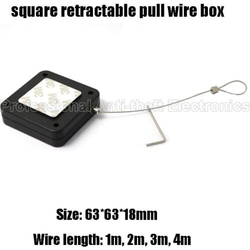 Retractable anti-theft pull wire box recoiler big square with steel cable 20pcs/lot