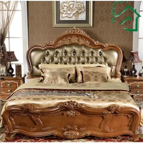 High quality bed 2 people Fashion European French Carved bedroom furniture 1.8 m bed 9333
