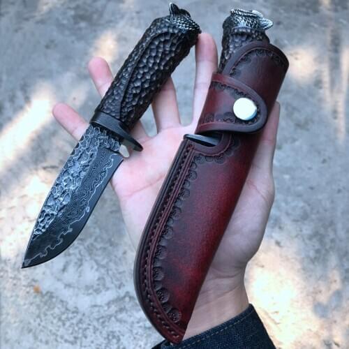 Upscale Damascus Knife 60-62HRC Tactical Survival knives Full Tang Fixed Blade Hunting Knife Outdoors Camping EDC Rescue