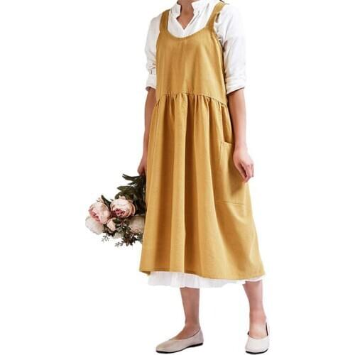Japanese Women Apron Housework Baking Wrap Cotton Linen Florist Dress Literary Art Cotton And Linen Apron