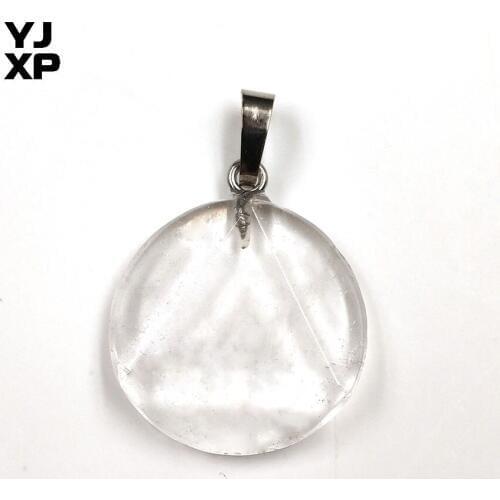 YJXP Vintage Style Silver Plated Star of David Triangle Shape Natural Rock Crystal Pendant