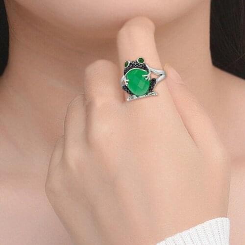 Frog Animals Crystal Rings For Women Big Zircon Finger Ring Ladies Fashion Vintage Rhinestones Rings Luckey Engagement Ring