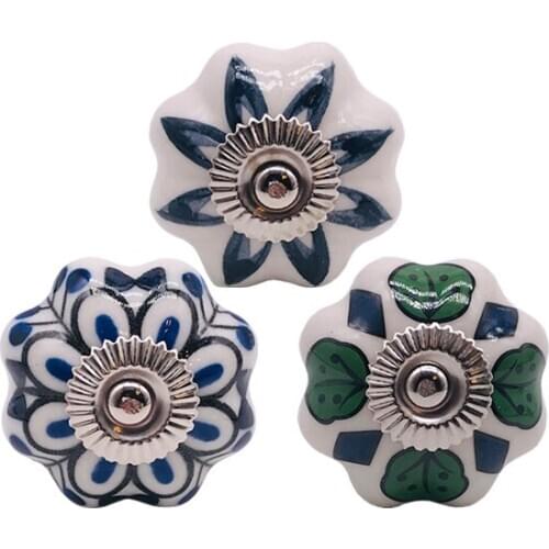 1Pc Delicate Painted Kitchen Cabinet Furniture Handle Solid Ceramic Cabinet Knob and Handle Door Drawer Pull Handle Knobs 40MM