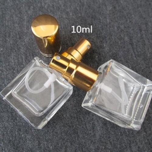 10ML Portable Square Mini Spray Perfume Bottles 10cc Glass Perfume Fragrance Comestics Packaging Travel Container 100pcs/lot