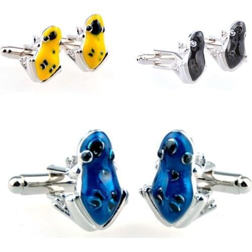 10pairs/lot Blue/Yellow/Black Frog Prince Cufflinks Romantic Animal Cuff Links Mens Jewelry Accessory Wholesale