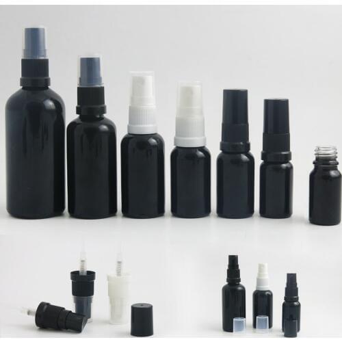 10 x 10ml 30ml 50ml 100ml Refillable Portable shining black Glass Essential Oil With Mist Sprayer For Perfume Using